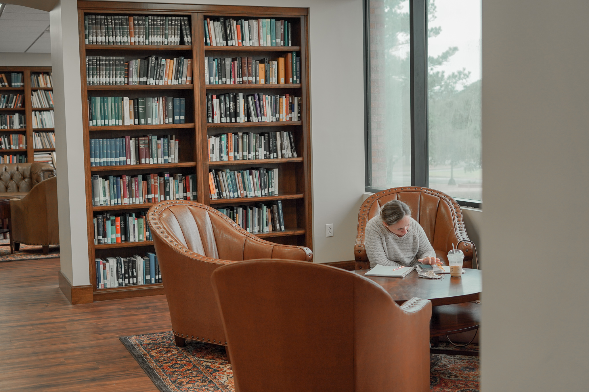 woman in library